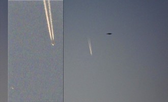UFO συνοδεύει αεροπλάνο πάνω από τον Πόρο