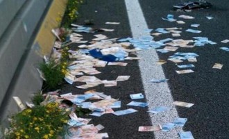 Κρήτη: Ο δρόμος γέμισε χαρτονομίσματα