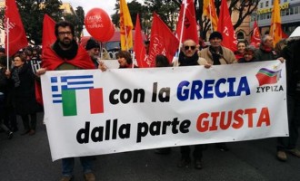 Χιλιάδες Ιταλοί διαδήλωσαν στη Ρώμη την αλληλεγγύη τους στην Ελλάδα