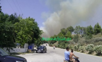Δύο πυρκαγιές στο Ναύπλιο – Απειλούνται και σπίτια (φωτογραφίες)