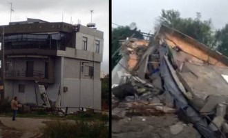 Κακοκαιρία: Τριώροφη κατοικία κατέρρευσε στο Καματερό