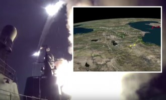 Δείτε σε βίντεο ρωσικά πλοία να βομβαρδίζουν τους τζιχαντιστές (βίντεο)