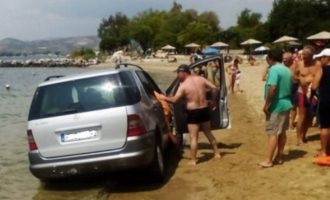 “Τρελό” SUV “κυνηγούσε” λουόμενους σε παραλία του Βόλου (φωτο)