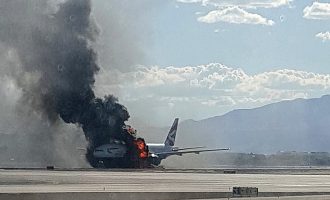 Aεροπλάνο έπιασε φωτιά στην προσγείωση – “Άγιο” είχαν οι 141 επιβάτες (βίντεο)