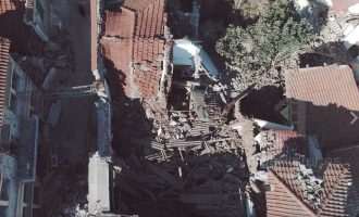 Σεισμός Λέσβος: Η ολοκληρωτική καταστροφή της Βρίσας από ψηλά (βίντεο)