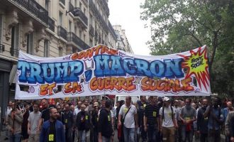 Οι Γάλλοι διαδήλωσαν κατά των μεταρρυθμίσεων Μακρόν και της επίσκεψης Τραμπ (φωτο)