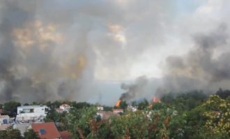 Σε πύρινη κόλαση ο Κάλαμος – Η φωτιά έκαψε σπίτια (βίντεο)