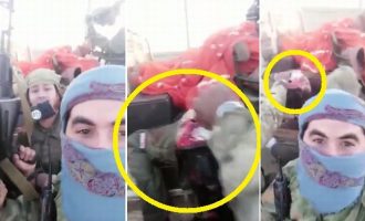 Τζιχαντιστές επιδεικνύουν τον Σύρο πιλότο που σκότωσαν αφού κατέρριψαν το μαχητικό του