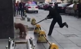 Ασύλληπτη αντίδραση αστυνομικού: Χτυπά μέχρι θανάτου σκύλο που επιτέθηκε σε πεζούς (βίντεο)