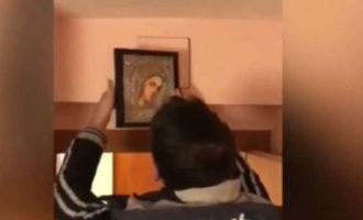 Βίντεο της ΕΛΑΣ: Tι έκρυβε ζευγάρι Αλβανών πίσω από την εικόνα της Παναγίας (φωτο+βίντεο)