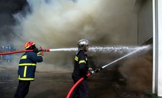 Ένας νεκρός από φωτιά σε εργοστάσιο στη Μάνδρα (βίντεο)