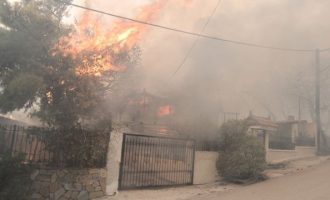 Εκκενώνονται οικισμοί λόγω της μεγάλης φωτιάς στην Κινέττα (φωτο)