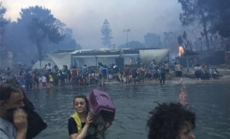 Συγκλονιστικά βίντεο και φωτογραφίες με ανθρώπους που βουτούσαν στη θάλασσα την ώρα της πυρκαγιάς