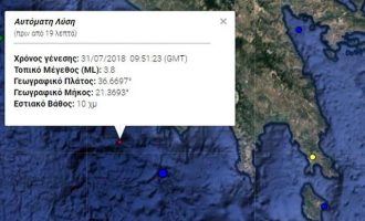 Σεισμός 3,8 Ρίχτερ ανοιχτά της Μεθώνης