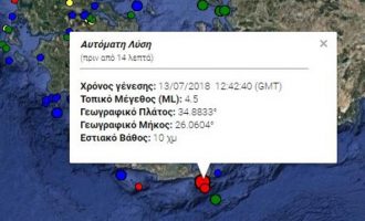 Σεισμός 4,5 Ρίχτερ ταρακούνησε την Κρήτη