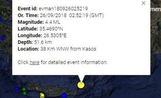 Σεισμός 4,4 Ρίχτερ δυτικά της Κάσου