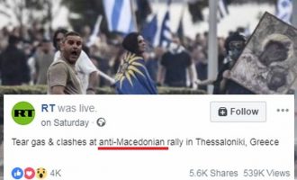 Η Ρωσική Τηλεόραση («RT») μετέδωσε ότι το συλλαλητήριο στη Θεσσαλονίκη ήταν «αντι-μακεδονικό»