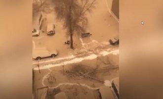 Σπάνιο φαινόμενο: Κίτρινο χιόνι κάλυψε τα πάντα στην Κίνα (βίντεο)
