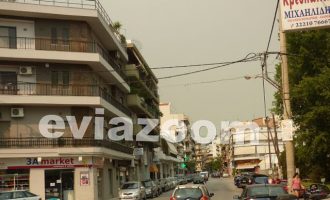 Αποπνικτική η ατμόσφαιρα στη Χαλκίδα από τον καπνό της πυρκαγιάς