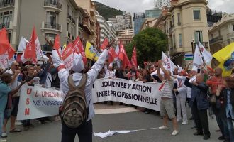 Συνδικαλιστές του ΠΑΜΕ διαδήλωσαν στο Μονακό (φωτο)