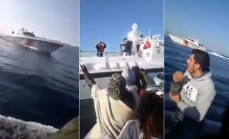 ΒΙΝΤΕΟ-ΣΟΚ! Η τουρκική Ακτοφυλακή επιχειρεί να βυθίσει βάρκα με πρόσφυγες στο Αιγαίο