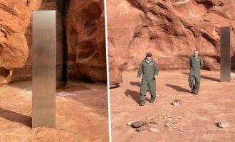 Τέσσερις άνδρες κατέστρεψαν τη μυστηριώδη μεταλλική στήλη «μονόλιθο» στην έρημο της Γιούτα
