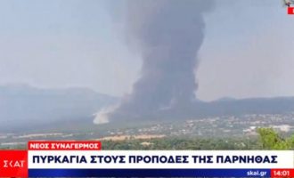 Αναζοπύρωση της φωτιάς στη Βαρυμπόμπη – «Ακούστηκαν εκρήξεις»