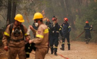 Εύβοια: Η φωτιά κύκλωσε πυροσβέστες μέσα στους Κουρκουλούς – Τρεις με ελαφρά εγκαύματα