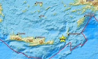 Νέος σεισμός 5,4 Ρίχτερ την ίδια ημέρα ανάμεσα σε Κρήτη και Κάσο