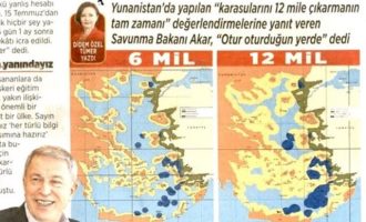 Πρωτοσέλιδο στη Milliyet τα ελληνικά νησιά που θέλει να «αρπάξει» η Τουρκία