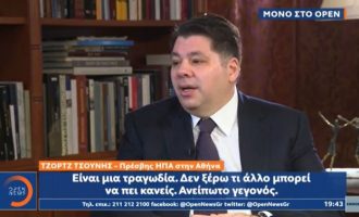 Αμερικανική Πρεσβεία – Ο Τσούνης είπε για τα Τέμπη: «Να μη διχαστούν οι Έλληνες»