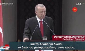 Ο Ερντογάν απειλεί σε Αιγαίο και Κύπρο – Ζητά αναγνώριση του ψευδοκράτους